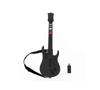2.4G Wireless Game Guitar Controller for PC Compatible with Clone Hero Rock Band Games Remote Joystick Console Black