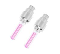 2/4Pcs Car Motorcycle Bicycle Tire Valve Caps Light LED Neon Flash Lamp Waterproof Tyre Universal Wheel Lights Car Accessories(2Pcs Red)