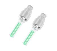 2/4Pcs Car Motorcycle Bicycle Tire Valve Caps Light LED Neon Flash Lamp Waterproof Tyre Universal Wheel Lights Car Accessories(2Pcs Green)