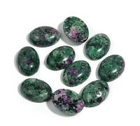 2/5/10 pezzi distanziatori ovali in pietra naturale DC con retro piatto, perline in pietra cabochon per la creazione di gioielli fai da te, accessori per collane ad anello - Epidoto -