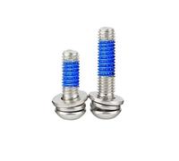 2/5/10 pz M2M3M4M5M6 304 In Acciaio Inox Rivestito Con Colla Blu Testa Pan Esagonale Rondella Piatta Tripla combinazione Anti Allentamento Vite(10PCS M2X6X5)