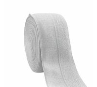 2 5 10 Yard 1-1/2" 40mm Solid Shiny Fold Over Elastics Spandex Satin Band Fettuccia Nastro Tessuto Abito Cucito Trim-Argento Chiaro-2 Yard