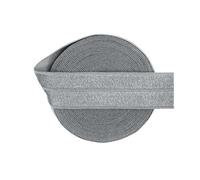 2/5/10 Yard 3/4 Inch 20 mm Plain Fold Over Elastic Foe Spandex Satin Band Hair Tie Fascia per Capelli Vestito Cucito Trim Metallo Grigio 9,1 m
