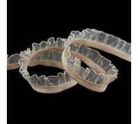 2 5 10 Yard 5/8" 15mm Organza Balza Pizzo Elastico Spandex Fascia Tulle Nastro Fascia per Capelli Tutu Vestito Fai da Te Cucito Artigianale-Nudo-2 Yard