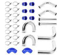 2.5" 64MM UNIVERSAL ALUMINUM INTERCOOLER PIPING PIPE SILICON HOSE KIT