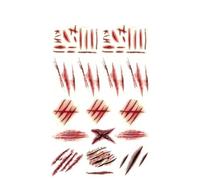 2/5 adesivi per tatuaggi impermeabili con simulazione di taglio del polso per donne, per pulire le ferite e lasciare cicatrici per uomini, lesioni e lividi duraturi di Halloween(A-5pcs)