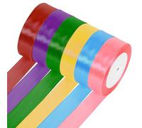 2,5 cm, nastri colorati in sei colori, ogni rotolo di nastro di raso lungo 22,8 m, nastro di seta colorato, nastro di raso colorato, nastro decorativo, per confezionare regali, come decorazione per