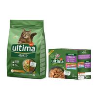 2.5 kg / 3 kg Ultima Cat Crocchette per gatto + umido gratis! - 2,5 kg Adult Pollo + 8 x 85 g Sterilized Mix I (Pollo, Tacchino, Salmone, Trota)