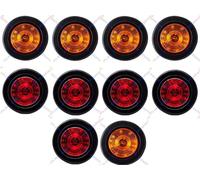 2.5 " Rotondo 12 Luce LED Camion Rimorchio Lato Indicatore Svendita Kit 5 Rosso