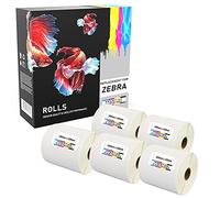 2.500 etichette termiche dirette bianche Zebra 100 mm x 150 mm compatibili (500 etichette per rotolo) per stampanti tipo Zebra