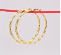 2 " 50mm Contorto Greco Chiave Cerchio Orecchini 14K Giallo Placcata Oro Argento