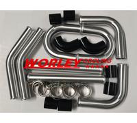 2" 51mm Aluminum Universal Intercooler Turbo Piping pipe Kit + BLACK hose kits