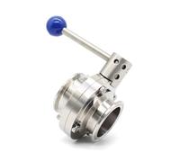 2" 51mm Sanitary Tri Clamp Clover Butterfly Valve Pull Handle SS304 Stainless Steel Ferrule OD 64mm