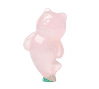 2.55 '' Be Meeting Cristallo di quarzo rosa naturale Intagliato a mano Bella collezione di figurine di orso a coda di pesce Statua di animale carino Home Decoearion Regalo di compleanno Collezioni di