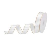 2,5cm 46m Largo Raso Nastro con Oro Bordo Fiocco Neve Tessuto Nastro Bianco