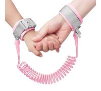 2,5M Guinzaglio per Bambini,Braccialetto Bambini Antismarrimento Girevole a 360°,Bracciale Sicurezza Bambino,Portatile Che Cammina Anti-Perso Mano Cintura, Rosa