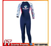2.5MM Neoprene Girls Wetsuit One Piece Long Sleeve Swimsuit for Diving (Blue S)