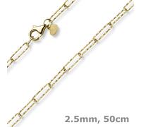 2,5mm Paper Clip Weit-Ankerkette Collana Collier 585 Oro Giallo Strutturato 50cm