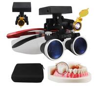 2.5X/3.5X Headlight Wireless Dental Loupes Dental Lab Medical Loupes Dental Binocular Loupes with 5W LED Head Light,Working Distance: 320-420 mm,4 Levels Adjustable Brightness,Red-2.5X
