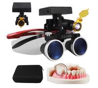 2.5X/3.5X Headlight Wireless Dental Loupes Dental Lab Medical Loupes Dental Binocular Loupes with 5W LED Head Light,Working Distance: 320-420 mm,4 Levels Adjustable Brightness,Red-3.5X