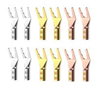 2/6/12/20PCS Rame placcato oro Y/U Spine a banana Connettore del cavo Spina con adattatore di bloccaggio a vite Terminali audio for cavo degli altoparlanti(Golden,6pcs 3pairs)