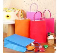 2/6/12/24 pezzi - Sacchetti regalo in carta kraft multicolore con manici, adatti per regali di compleanno, forniture per feste, matrimoni, artigianato per feste, forniture per feste, decorazioni per c