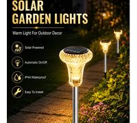 2/6/12 pezzi Luci da giardino a energia solare in cristallo, luci a terra a LED bianco caldo in acciaio inossidabile impermeabili IP65, interruttore automatico dall'alba al tramonto, adatte per giardi