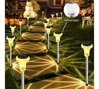 2/6/12 pezzi Luci da giardino solari per esterni, Luci a tubo in acciaio inossidabile solari, Luci a cristallo solari, Luci da giardino solari, Luci per sentieri solari, Luci decorative solari, 6/12 p