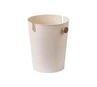 2.6 Gallon Trash Can No Lid for Living Room, Office, Kitchen Round Plastic Garbage Can with Handles, Open Top Waste Basket(White)