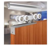 2,6 m Top Mount Scorrevole Barn Door Hardware KitModern Black & Silver Alluminio Track & Rollers per Cucina Camera Da Letto Capannone Dispensa Commerciale Bypass Porte