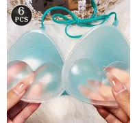 2-6 pezzi Imbottiture per reggiseno bikini, adatte per costumi da bagno e biancheria intima, morbide e spesse, per l'aumento naturale del seno, disponibili in colore trasparente/nudo, cuscinetti trian