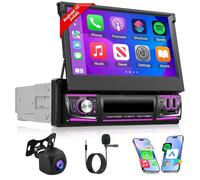 [2+64G] Autoradio Android 13 1 Din con Wireless Carplay e Android Auto - Radio Touchscreen Manuale Retrattile da 7 Pollici con Mirror Link, DSP, WiFi, GPS, Radio FM/RDS, SWC + Telecamera di Backup AHD