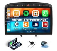 【2+64GB】 Carplay Autoradio per Peugeot 308/408 2007-2013 con Android Auto,Touch Screen 9 Pollici Android 13 Autoradio con GPS WiFi FM/RDS Bluetooth Mirror Link AUX+AHD Telecamera di retromarcia
