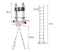 2.6m-6.2m portatile Heavy Duty Multiuso Alluminio Scala Telescopica Allungabile