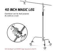 2.6M/8.5FT In Acciaio Inox Century Pieghevole Supporto Della Luce Treppiede Gamba Magica Fotografia C-Stand Per Spot Light, Softbox, Photo Studio