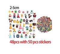 (2-7 cm, 48 pezzi con adesivi) 12 pezzi/48 pezzi/84 pezzi Super Mario Bros Action Figures Set Kawaii