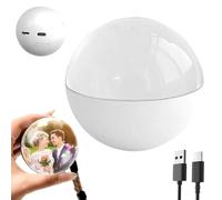 2.7 Inch Memory Orb Ball, WiFi Personalized Crystal Ball Video Player Memory Sphere Upload Videos & Photos Light-Up Memory Sphere (White,Data cable version)