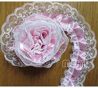2,7 m a strati a pieghe organza DOT Lace Edge Gathered mesh Trim nastro 5 cm larghezza tessuto passamaneria con bordo rosa stile vintage ricamato applique abito cucito Craft wedding DIY