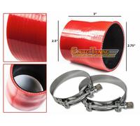 2.75 " A 2.5 " Silicone Intercooler Tubo Accoppiatore Rosso+Bullone T Per