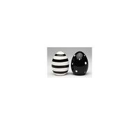 2.75 Inch Black and White Polka Dot and Striped Eggs Salt and Pepper