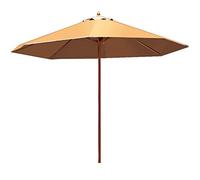2.7m/8.9ft Octagonal S Umbrella Wooden Garden Parasol Foldable UV Protection Waterproof for Beach/Pool/Patio Te