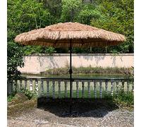 2.7m Garden UmbrellaImitation Straw Umbrella with Iron Pipe CrankBeach Patio Umbrella Sun Shade ProtectionMarket for Ba