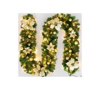 2.7M Gold Artificial Rattan LED String Lights Christmas Decor Flower Strip Wreath with Warm White LED