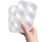 2/8/15pCS Tavolozza di colori in plastica bianca Tavolozza di colori for acquerelli da 6 pozzetti Vassoio rettangolare for colori Tavolozza for miscelare i colori Per Olio, Acquerelli(White 2pcs)