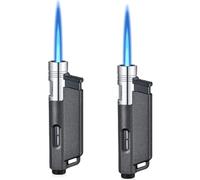 2 accendini: accendino tempesta, fiamma jet, accendino butano ricaricabile, accendino tempesta, fiamma coerente, fiamma regolabile, forma alternativa accendino per uomini (senza gas)