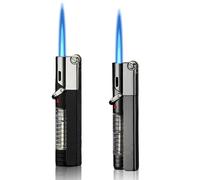 2 accendini: accendino tempesta, fiamma jet, accendino butano ricaricabile, accendino tempesta fiamma jet, fiamma coerente, fiamma regolabile, forma alternativa accendino per uomini (senza gas)