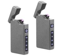 2 accendini elettrici ad arco elettrico, accendino portatile con indicatore della batteria, ricaricabile tramite USB, regalo unisex con confezione regalo (grigio)