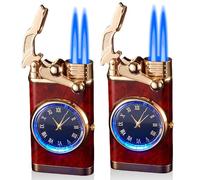 2 accendini tempesta: accendino jet in metallo con quadrante creativo, ricaricabile a gas, accendino a candela, regalo per uomini con confezione regalo (senza gas)