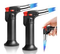 2 accendini tempesta con 3 fiamme jet, ricaricabili a gas, accendini elettrici, antivento, per candele, cucina, campeggio, barbecue, camino, regali per uomini (senza gas)