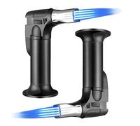 2 accendini tempesta con 4 fiamme jet, ricaricabili a gas, accendini elettrici, antivento, per candele, cucina, campeggio, barbecue, camino, regali per uomini (senza gas)